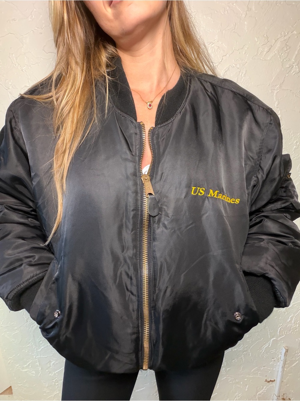 Vintage Rothco U.S. Marines Black Bomber Jacket in size Large